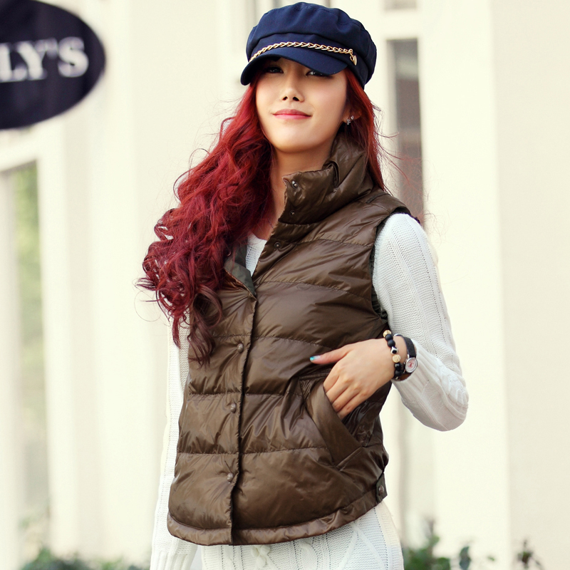 Free Shipping Trumpet spring ultra-light thermal Women casual down vest short vest design 1051 LDS