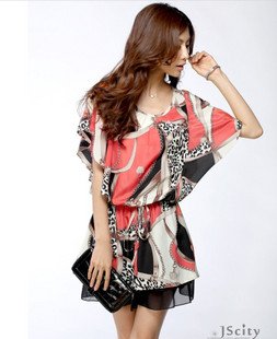 free shipping,two colors with waistbank short sleeve chiffon dress ,retail /wholesale