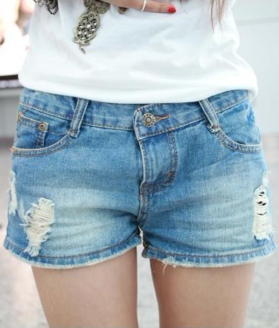 Free Shipping, U 2013 summer hole mm single-shorts female denim shorts