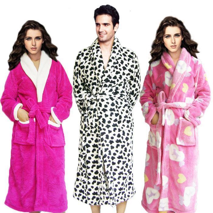 Free shipping! Ultra long quality thickening coral fleece robe bathrobes sleepwear underwear set flower solid color