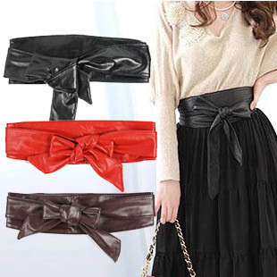 Free shipping Ultra long section of the circle soft leather bow body shaping bands wide belt cummerbund