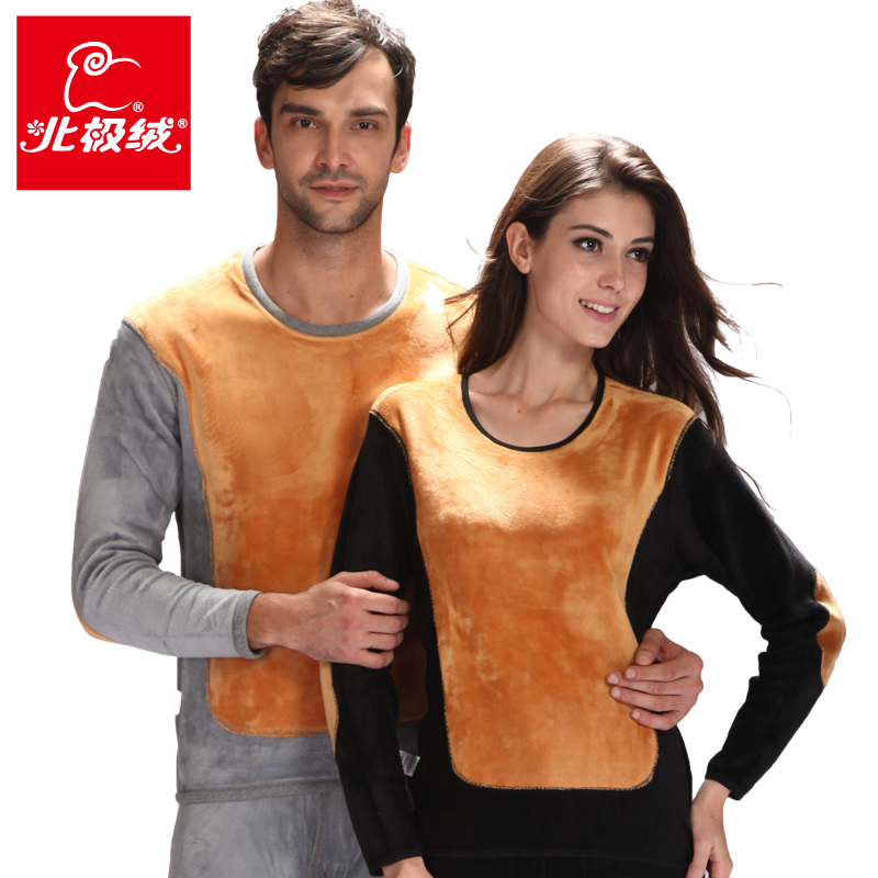 Free shipping Ultrafine super soft velvet golden flower skin-friendly thermal underwear thickening plus velvet set