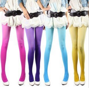 Free shipping Ultrathin velvet gradient candy color silk stockings sexy show thin carry buttock coloured tights