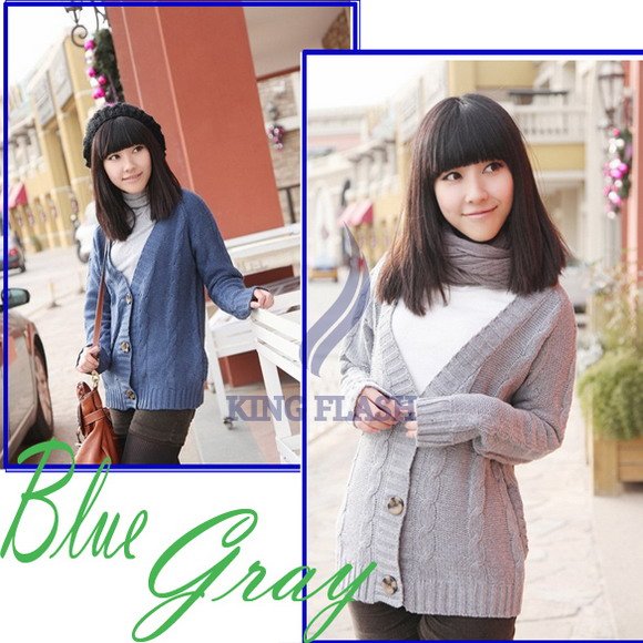 Free shipping Unique Korea HOT Fashion Caddice Cardigan Sweater 2 Colors Blue and Gray Wholesale