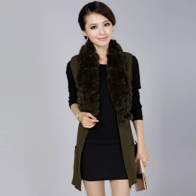 free shipping Vest knitted sweater women's fox fur cashmere cardigan female vest outerwear vest