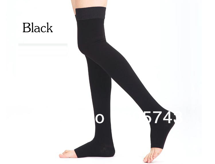 Free shipping via CPAM Unisex medical elastic compress stockings knee above stocking close toe 30-40mmHg pressure