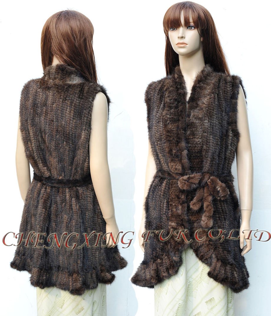 FREE SHIPPING VIA DHL/ EMS  CX-G-B-89B Genuine Handknitted Mink Vest ~ DROP SHIPPING