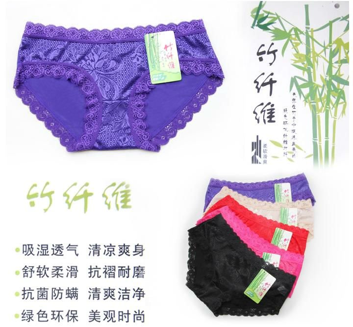 Free shipping via DHL, lady's translucent pants, lace briefs, bamboo fiber material, wholesale 60pcs/lot