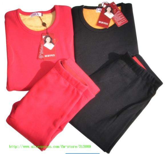 Free shipping via EMS, double layers thermal underwear,add cashmere thickening ,warm underclothes wholesale 10sets/lot