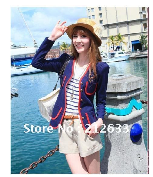 Free shipping  Vintage fashion and casual 2012 jacket coat women, cute autumn short  button double breasted women jacket, coat