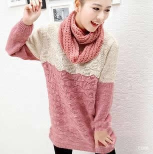 Free shipping vintage patchwork high neck long sleeve women casual sweater dress loose knitting pullovers outwear autumn 2013