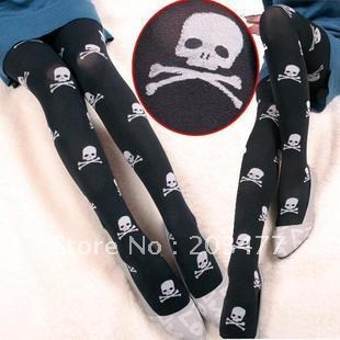 Free Shipping Vintage socks - skull stockings - legging punk velvet pantyhose retail&wholesale