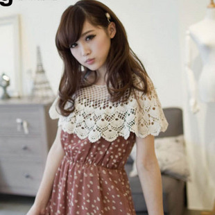 Free shipping Vivi cutout crochet sweater shirt spring and summer female shrug beach cloak cape