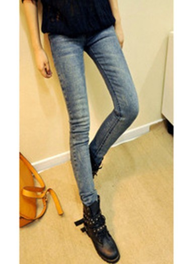 Free Shipping Vogue Retro Elastic Denim Pencil Pants All Match Slim Women's Jeans Wholesale Retail Dropship