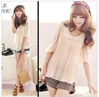 Free Shipping,Vogue,Sweet And Graceful Lady Chiffon Brand Blouse,Women Casual Wear#8408