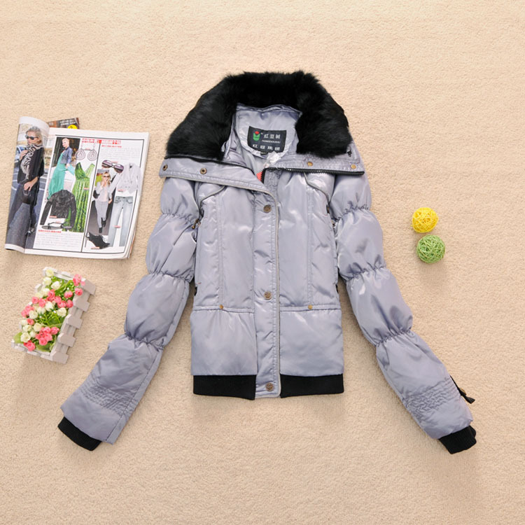 Free Shipping, W-07 2012 female elegant slim waist fur collar large lapel elegant down coat 90 goatswool - 0.74