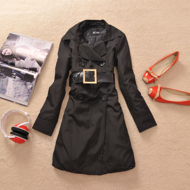 Free shipping! W-56 2012 women's autumn and winter cotton-padded double breasted trench outerwear with belt - 0.32