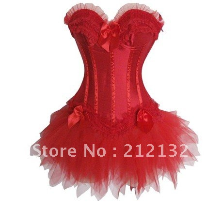 Free Shipping W3301-14 Sexy Corset with Mini Skirt