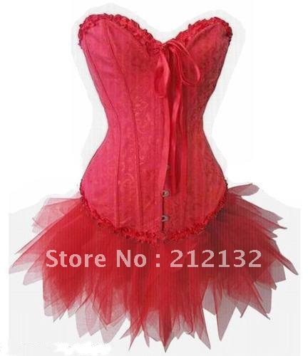 Free Shipping W3302-2  Burlesque Corset with Mini Skirt