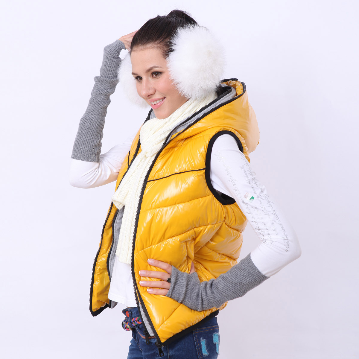 Free Shipping Waterproof Women's Cotton Down Vest Fashion Lovers Cotton Hoodie Vest Snowwear For Lady Christmas Gift VT-026