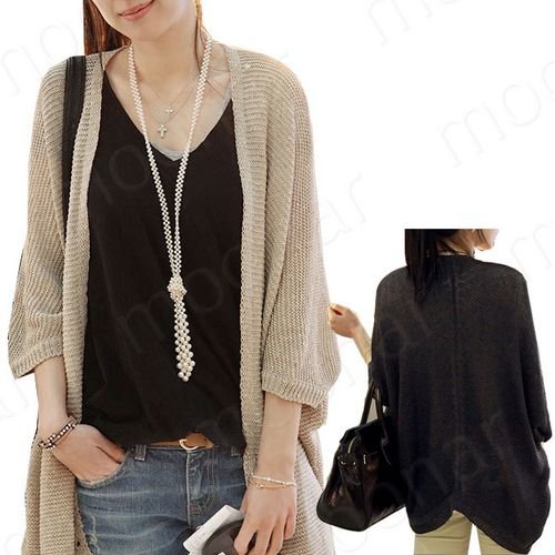 Free shipping Western Chic OL Lady Knitwear Sweater Kardigan Batwing Loose Coat Smocks Jacket E0907