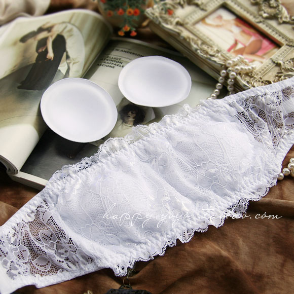 Free shipping White aesthetic lace the disassemblability shaping a thin cup tube top tube top design  sex cute underwear bra