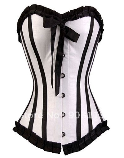 Free shipping!! White Corset With Black Trim Sexy Lingerie wholesale retail