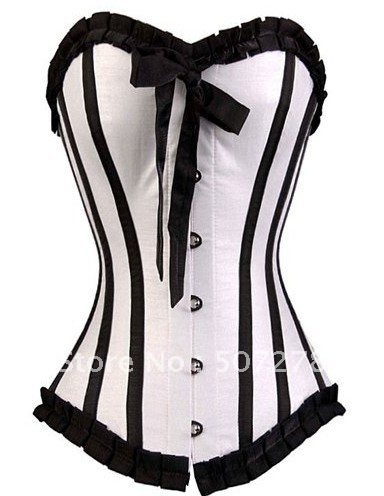 Free shipping!! White Corset With Black Trim Sexy Lingerie wholesale retail 8169