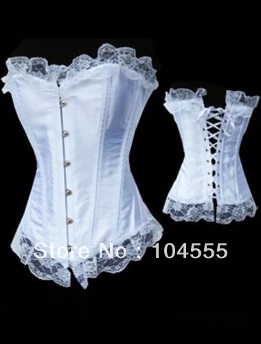 Free shipping White Lace Corset With Boning