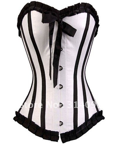 Free shipping!! White Sexy Corset With Black Trim Sexy Lingerie corset bustier wholesale retail 8169