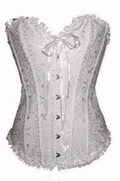 Free Shipping Whoesale/RetaiSexy White Embroidered Stapless Overbust vacodo corsets LB4212 Size S M,L,XL,2XL,3XL,4XL 5XL6XL