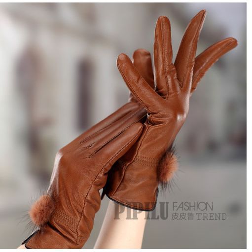 Free Shipping! Wholease Autumn and Winter Women's Thermal Thick Genuine Sheepskin Leather Gloves G0015A