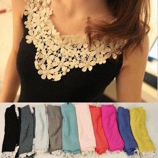 free shipping wholesale 10pcs/lot Flower daisy petal lace crochet cutout patchwork thread cotton basic spaghetti strap tank