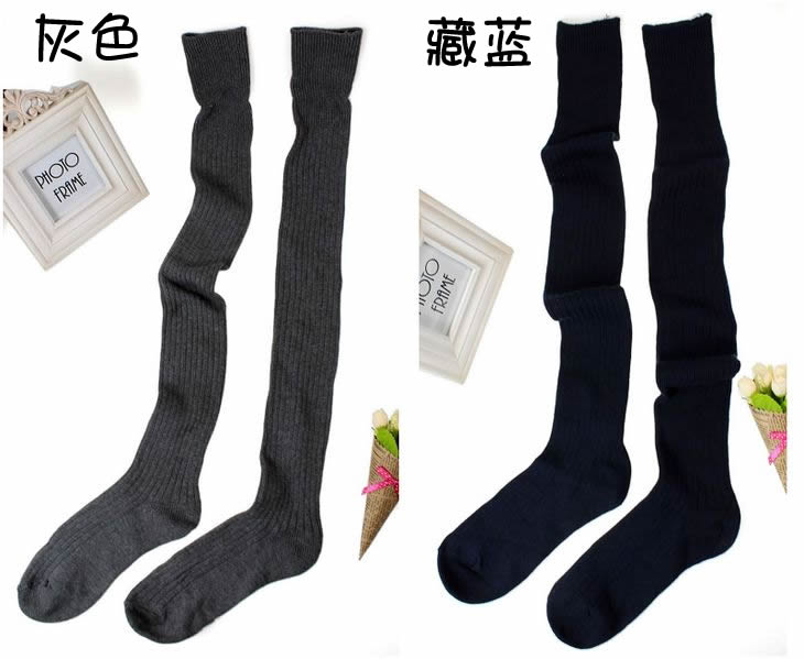 Free shipping wholesale (10pcs / lot) japan brands sale overknee socks women winter stockings dark grey