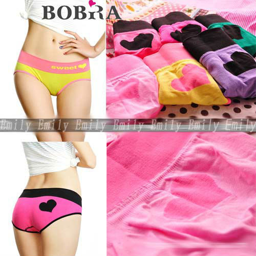 Free Shipping wholesale 12pcs ladies' soft underwear lovely heart shape pattern Carry buttock  women's briefs