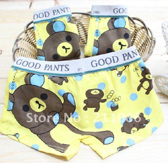 Free shipping wholesale 12pcs/lot cartoon bear pattern 100% cotton boy's underwear, children's briefs and boxer shorts