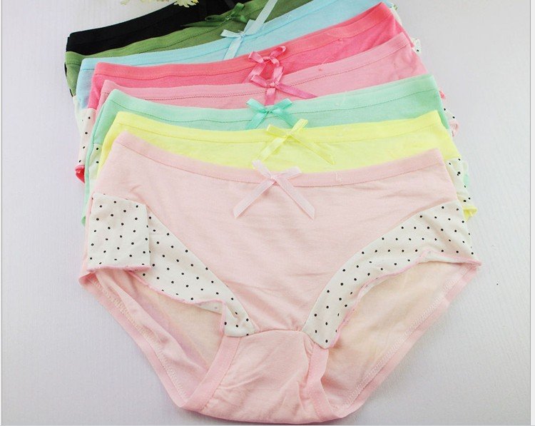 Free Shipping + Wholesale 12pcs/lot  Soft Comfrotable Cotton Dot  Breathable panties / Lady's briefs  DNW41