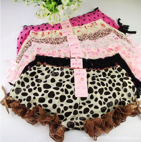 Free Shipping + Wholesale 12pcs/lot  Soft Comfrotable Lace Dot/Leopard / Floral / Print  Women  panties / Lady's briefs  DNW42