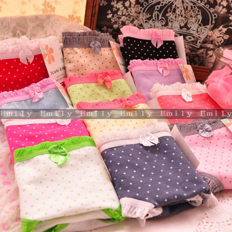 Free Shipping Wholesale 12PCS  New Cotton material lovely Women's Underwear / Ladies' briefs