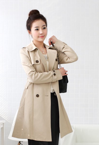 Free Shipping Wholesale 2012 New Casual Style Trench Coat  Ruffles Trench Coat Women Lady Trench Coat