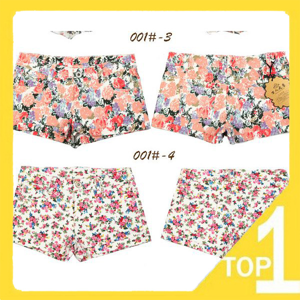 Free shipping wholesale 2013 New Sweet Casual Slim women's short hot pants vintage Flowers print shorts(3.18)