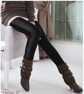 free shipping wholesale 4pcs/lot 2012 new arrival cotton patchwork all-match ankle length trousers leather legging