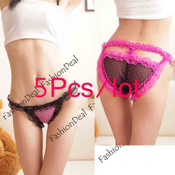 Free Shipping Wholesale 5 PCS/lot Sexy Hiphuggers Women Dot Floral Panties Lace Briefs Fashion Underwear 9245