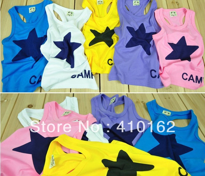 Free shipping wholesale 5pcs/lots 2013 new Summer Children's Camisoles & Tanks Boys and girls vest T-shirts fashion Vest Tops