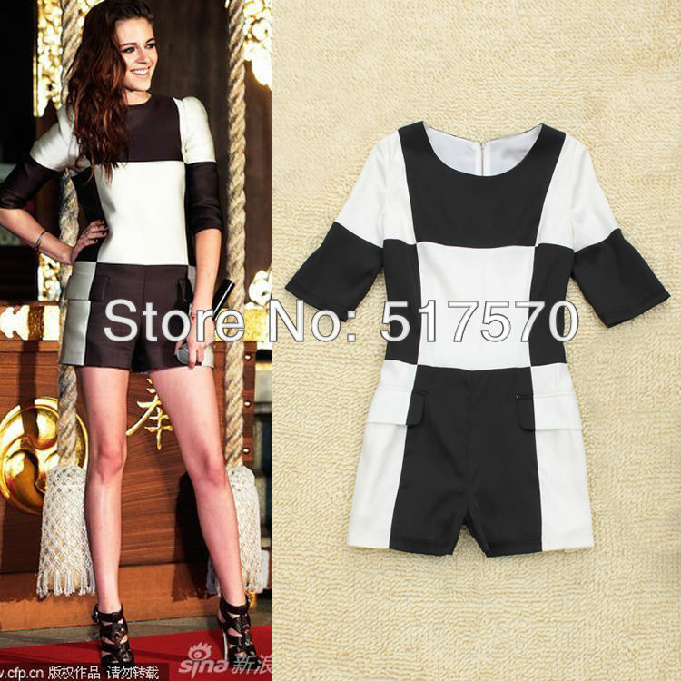 Free Shipping / Wholesale 65% Cotton 2013 Sping new arrival patchwork fashion style women's Jumpsuits