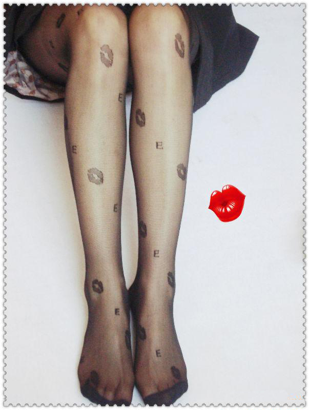 Free shipping wholesale Adult jacquard letter Core-spun Yarn women's 0010 pantyhose