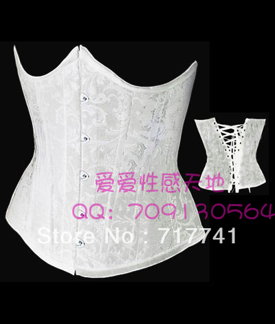 Free shipping ! Wholesale and retail Fashion White stain belt corset for woman Size :XS/S/M/L/XL/XXL