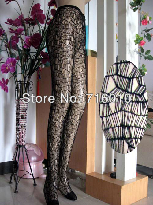 free shipping wholesale blk asymmetric pattern fishnet pantyhose Non open-crotch pantynose Tights leggings sexy pantihose 5235