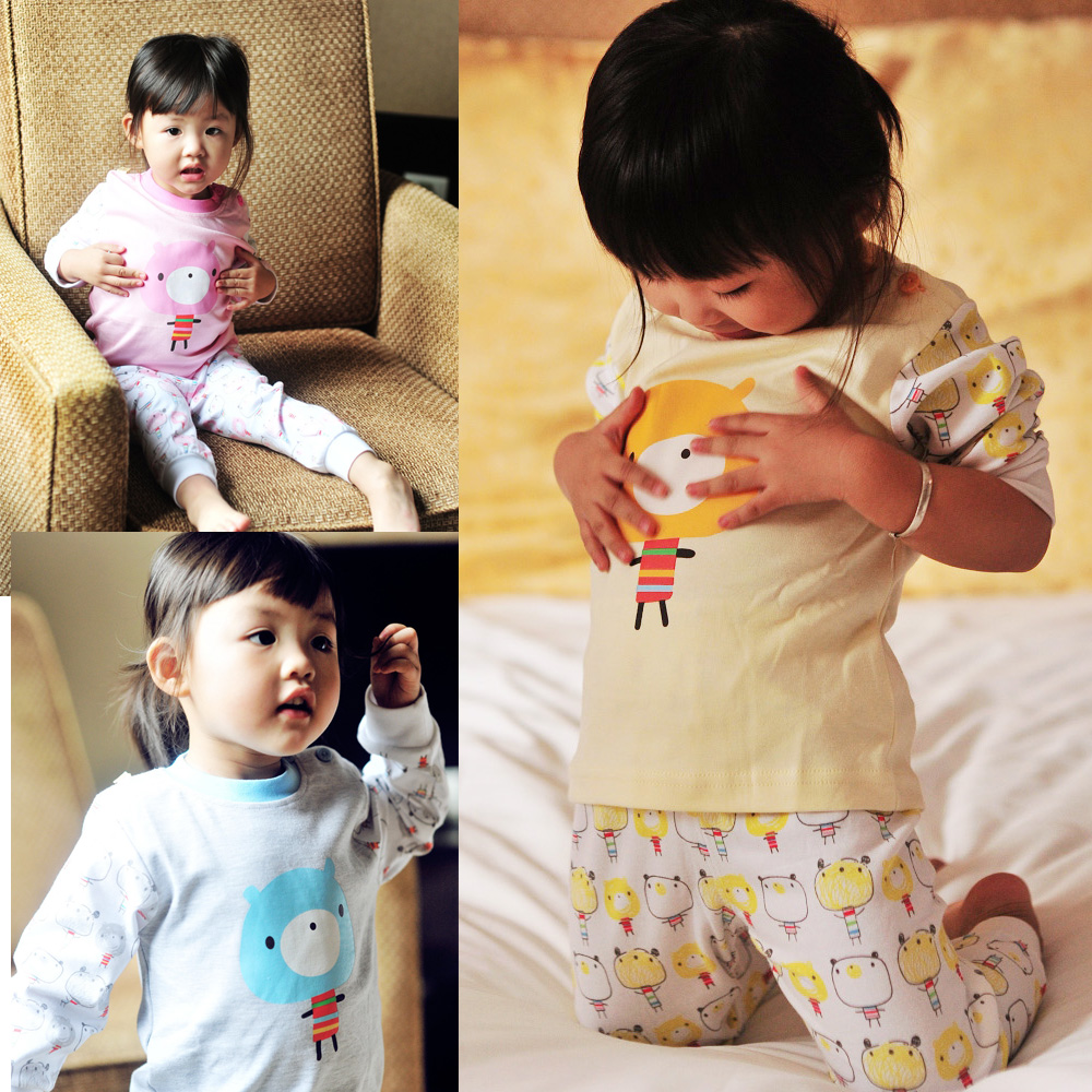 Free shipping wholesale Clothing baby 100% cotton long johns  underwear set derlook sleepwear comfortable