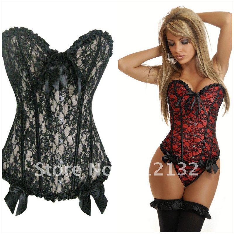 Free Shipping Wholesale Corset Sexy corset Overbust Corset Sexy Busiter Sexy Lingerie S-2XL (W1002-7)